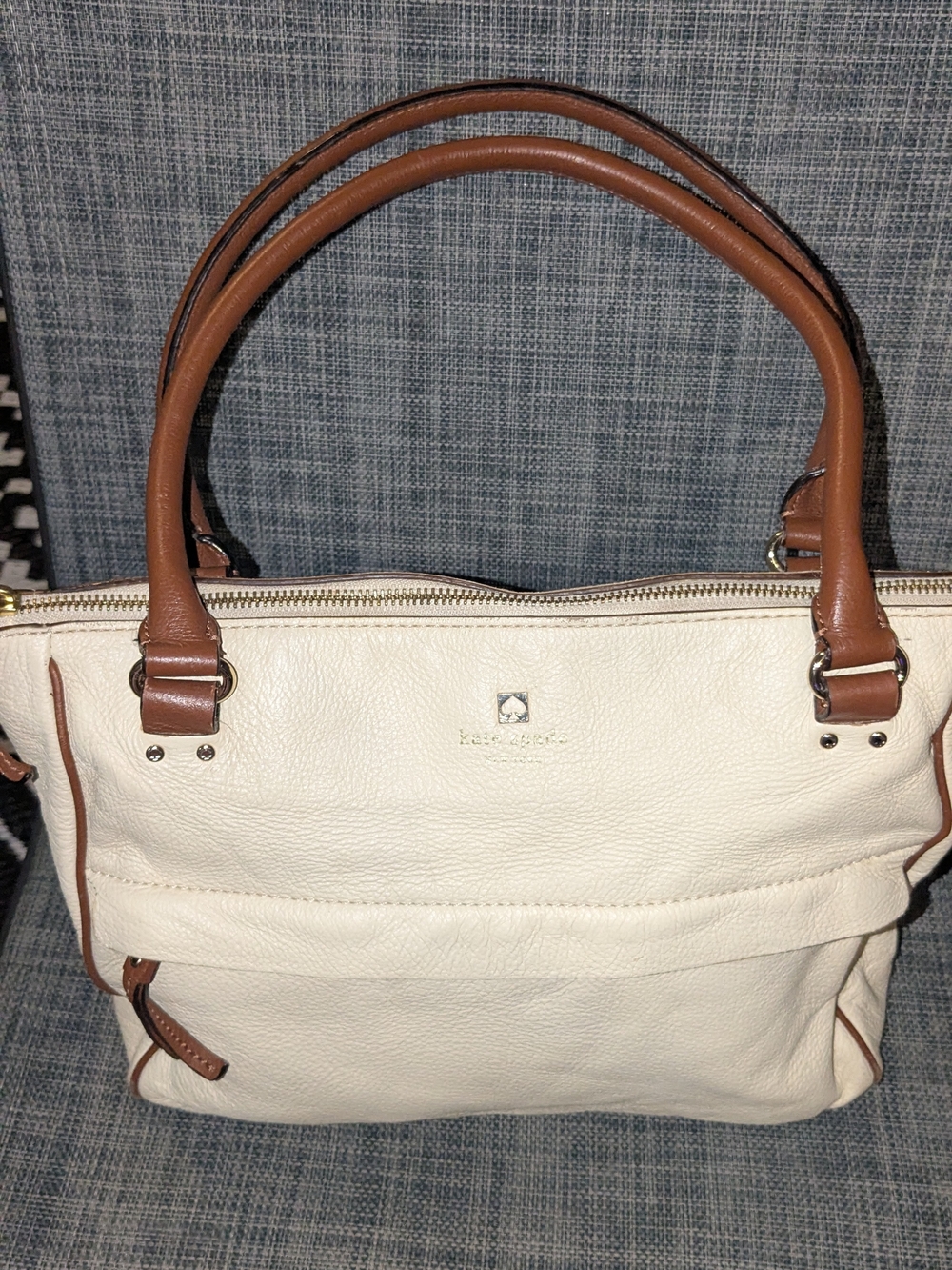 kate Spade Cream and Brown Leather Shoulder Bag